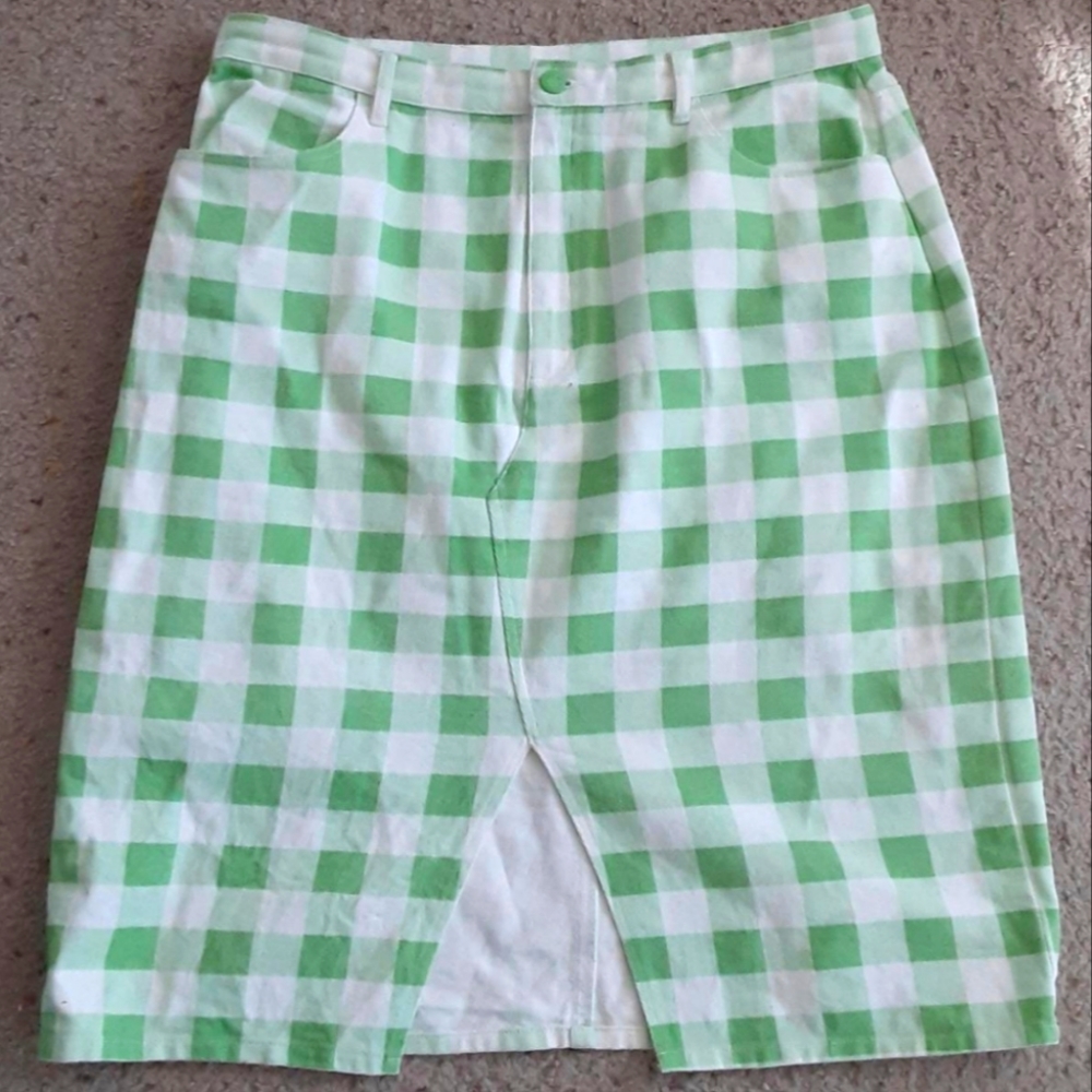 Lazy Oaf Green Gingham Skirt